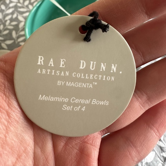 NEW Rae Dunn Melamine Summer Themed Cereal Bowls Set of 4 - Teal/Turquoise - Picture 2 of 3